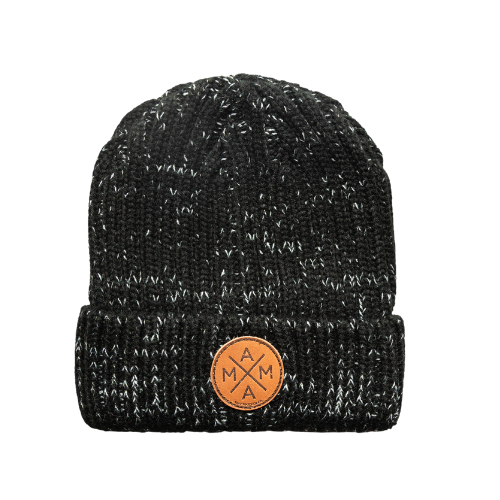 Black Beanie with Leather Patch
