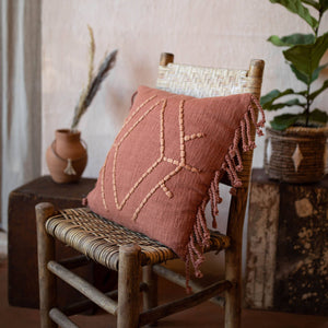 18x18 Hand Woven Frida Pillow Rust