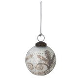 White and Pewter Pattern Mercury Ornament, 4"