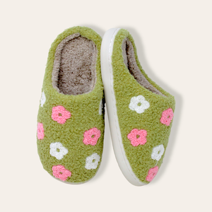 Green Flower Slippers