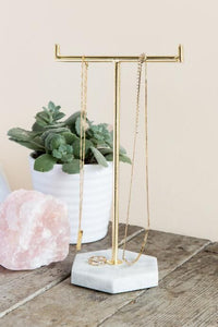 Marble and Gold Jewelry Stand