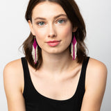 Magenta and Ivory Diamond Stripe Earrings
