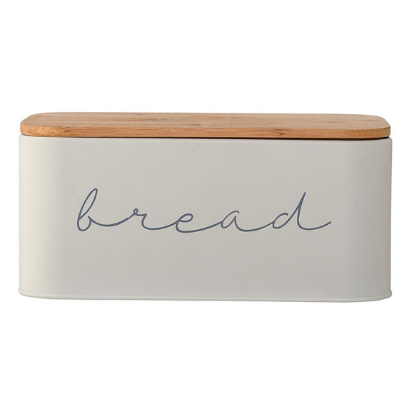 Ivory Bread Box with Bamboo Lid