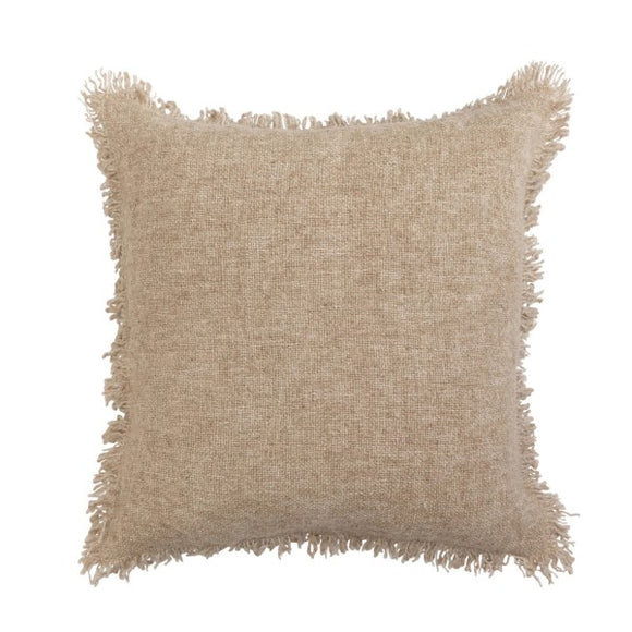 Melange Jute & Cotton Blend Pillow with Fringe