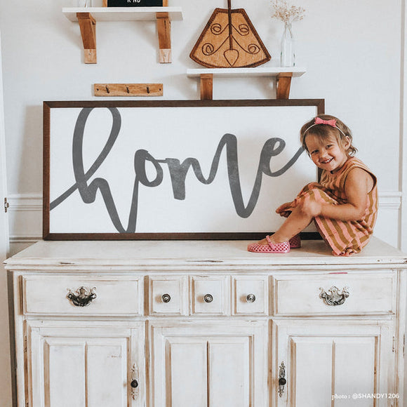 Home Wood Framed Sign- XL {Stained}