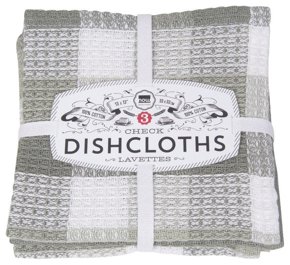 London Gray Check Dishcloths- Set of 3